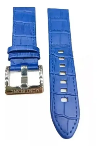 Pulseira Para Relogio Mont Blanc Couro Azul