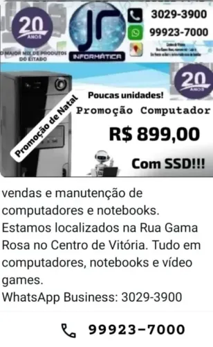 Promoção - Computador Completo com SSD - R$ 899,00