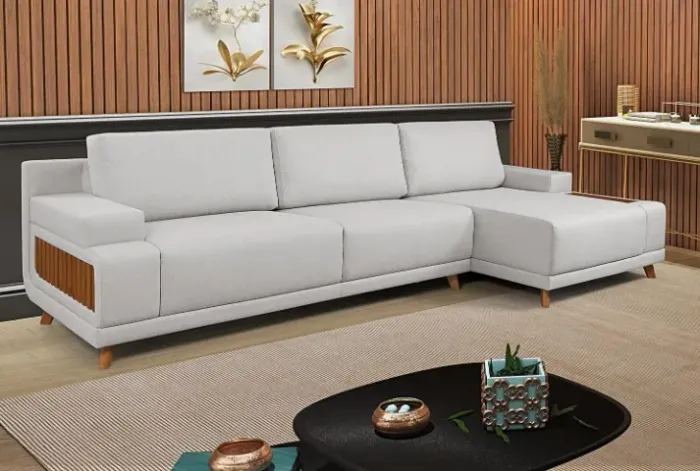 Sofá com Chaise Direita 2,64m DIVIDIMOS EM ATE 10 X SEM JUROS 