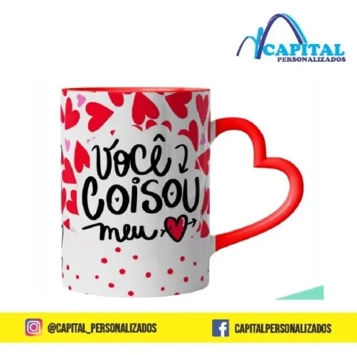 caneca personalizada com alça de coração