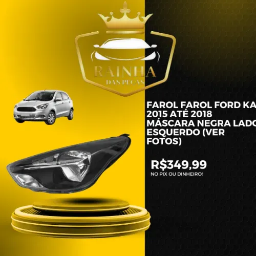 Farol Farol Ford Ka 2015 até 2018 Máscara Negra Lado Esquerdo