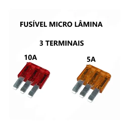 Fusível Automotivo 5 Amperes e 10 Amperes Micro Lâmina 3 Terminais Universal Ford