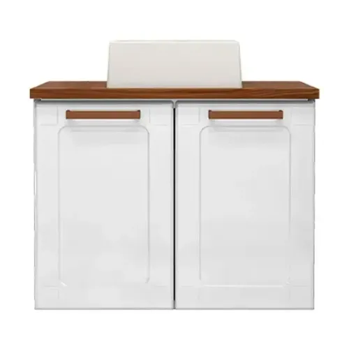 Balcão de Aço Banheiro c/ cuba 2Pts Bertolini Branco - Entrega Rápida! 
