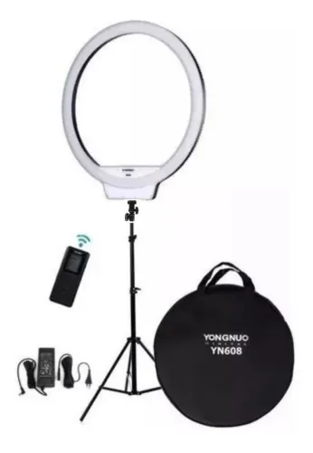 Led Ring Light Yongnuo Yn608 + Tripé 2m Reclinavel + fonte
