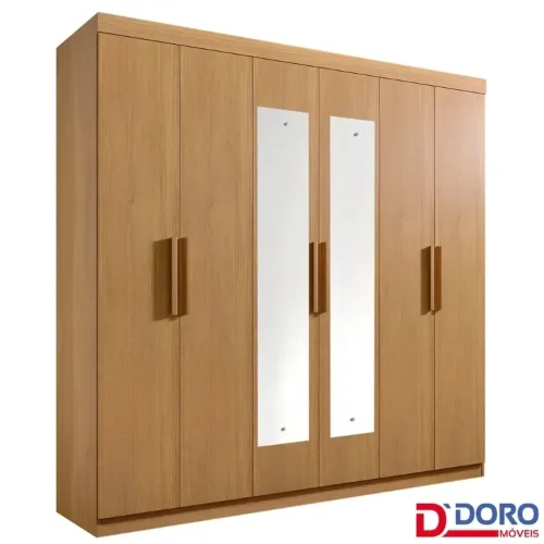 Roupeiro Casal Classic 6 Portas C/ 2 Espelhos rf86