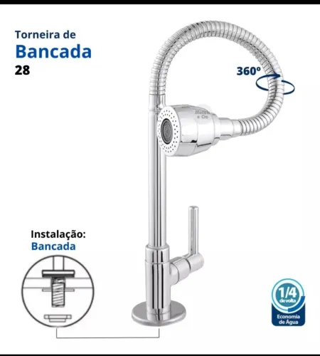 Torneira de Bancada 360° Cromada - Perfeita para sua cozinha!