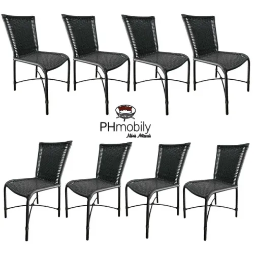 KIT 08 CADEIRAS MARINGÁ DE ALUMÍNIO COM FIBRA SINTÉTICA