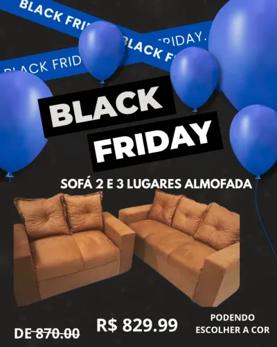 BLACK FRIDAY SOFÁ 2 E 3 LUGARES ALMOFADA 