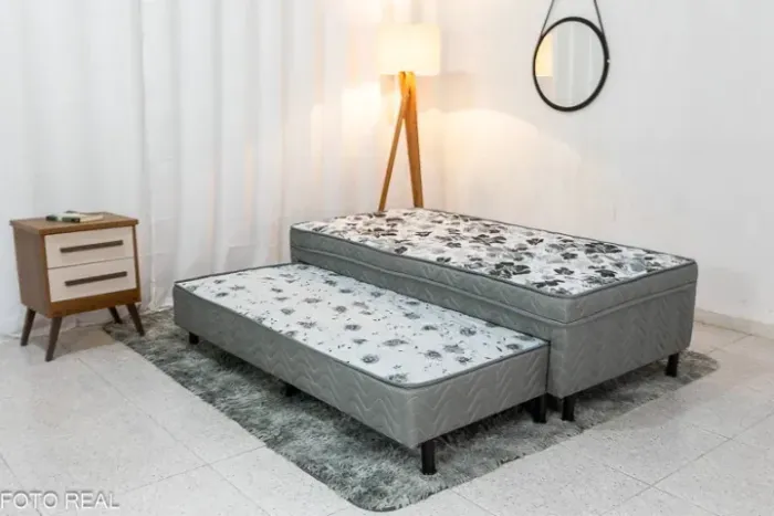!!! FRETE GRATIS !!! Colchão Box Conjugado Solteiro Dackar C/ Cama auxiliar Cinza 88x188x5