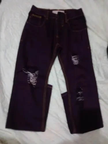 Calça Jeans Roxa Desfiada - 36