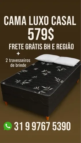 FRETE GRÁTIS, CAMA LUXO D33 MUITO CONFORTÁVEL + 2 TRAVESSEIROS 