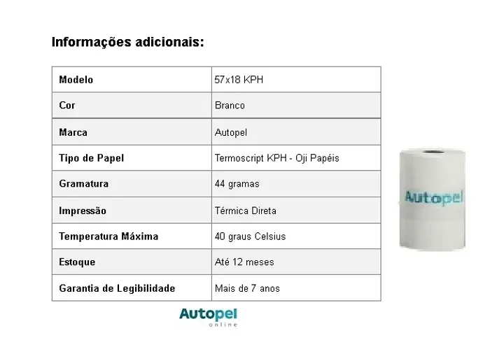 Kit BobinasTérmicas Etiqueta Papel Branco Mini 57mm - Para o seu negócio decolar