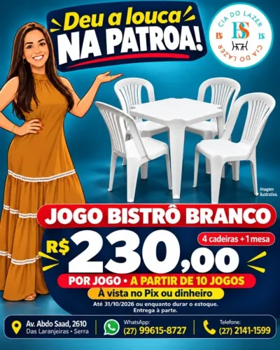 Oferta Jogo Mesa + Cadeiras - Acima de 10 Jogos
