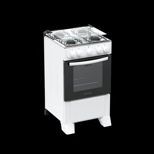 Fogão Atlas Milão 4 Bocas Mesa de Inox.<br><br>Fgão Atlas Milão 4 Bocas Branco com Mesa Inox.