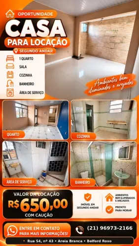 ALUGA-SE CASA EM AREIA BRANCA BELFORD ROXO! <br> Não pesquisa