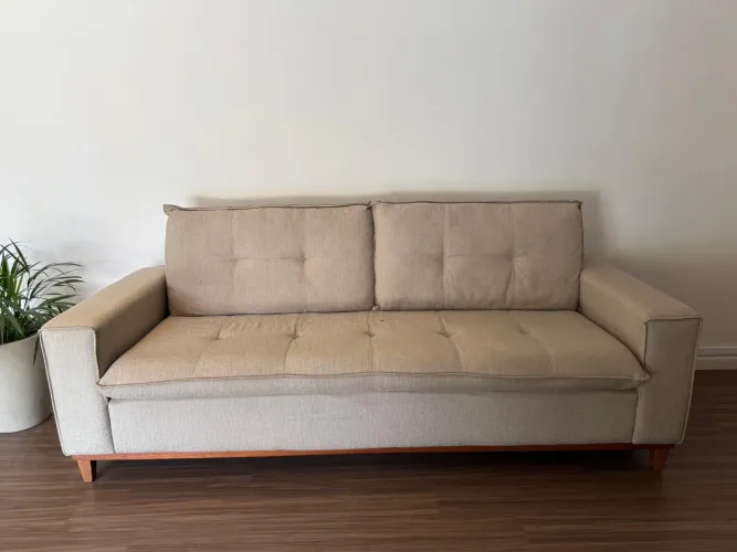 Sofa Contemporâneo 2 peças com pés em madeira maciça
