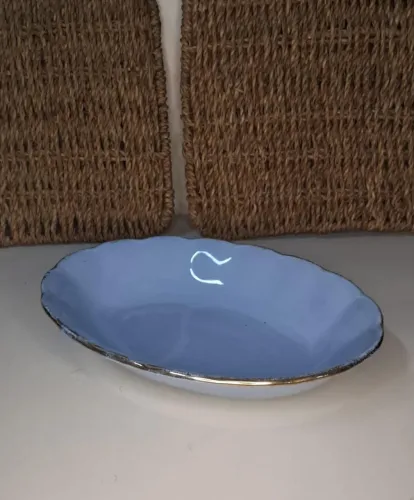 Travessa porcelana azul ingles lupin petal 1930 - 1950