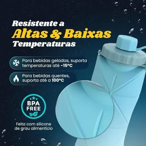 Garrafa de silicone dobrável 