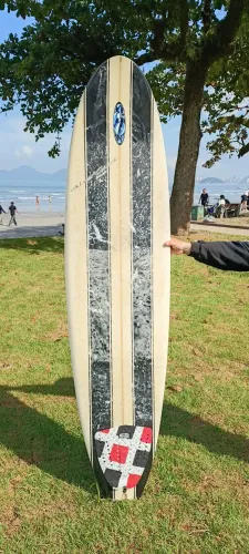 PRANCHA DE SURF FUNBOARD 7'4" + Quilhas + Capa + Leash + Deck. COMPLETA!!!