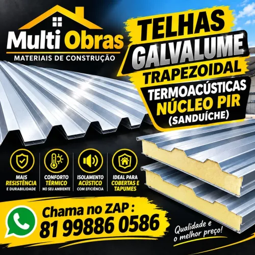 Telhas Galvalume Trapezoidal Termo acústica