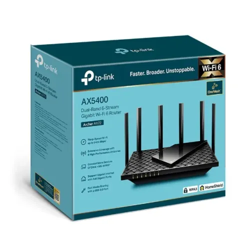 Roteador IP TP-Link Archer Ax72 Wi-fi 6 Onemesh Ax5400 Gigabit