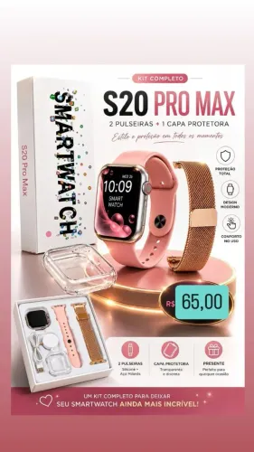 Smartwatch s20 pro max Kit com 2 pulseiras, capa protetora