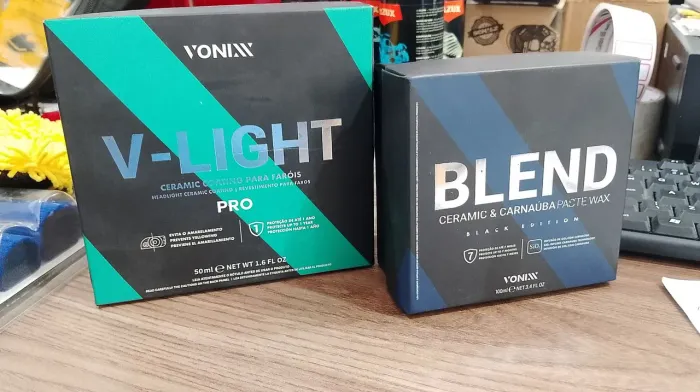 Kit de dois produtos de polimento de ceramic para farol e  carros e motos da blend v-light