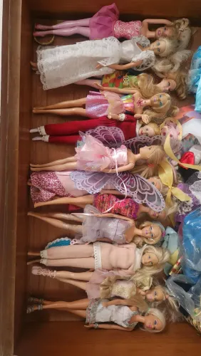 Barbie lote 11 unidades mais roupas e 1 par asas