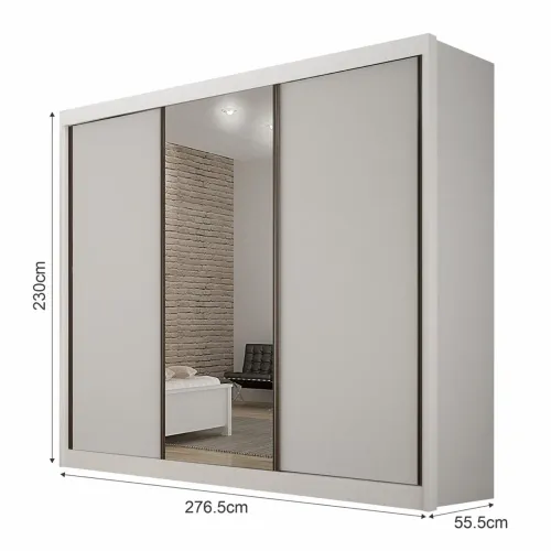 Guarda roupa casal 3 portas e espelho 