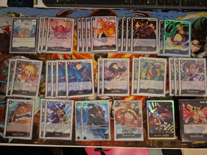 Grande parte do Deck de Luffy Obath One Piece Card Game TCG