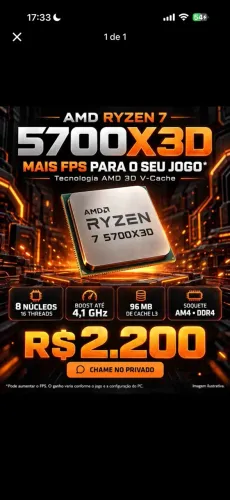 Vendo processador Ryzen 7 5700x3D