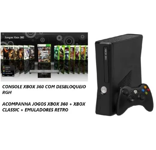 Video Game Xbox 360 RGH Destravado - HD Cheio de Jogos + Leitor OK