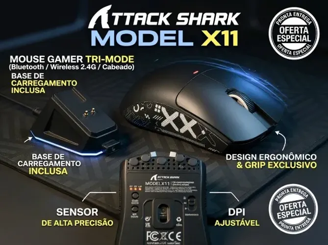 Attack Shark X11 Como se fosse novo Completo.