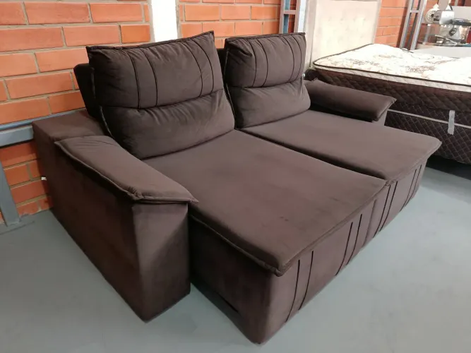 Sofá Retrátil e Reclinável 2m Suede Chocolate