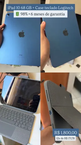iPad 10 68gb + case teclado Longitech  