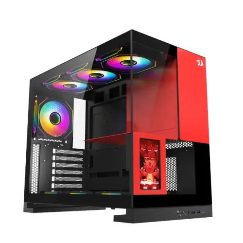 Gabinete Gamer Redragon Eternal Pro Black/Red, Com Tela LCD 4.3" - WZetta