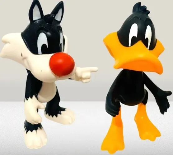 [+brinde] 2 bonecos Frajola Patolino Original Looney Tunes 