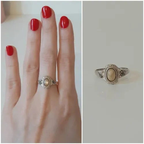Anel de Bali em prata 925 com gema champanhe perolada