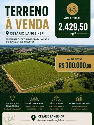 Terreno Cesário Lange só venda contrato de venda.