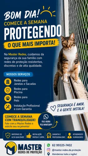 Tela de proteção para janelas, sacadas, piscinas