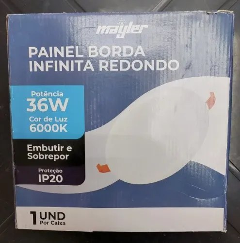 Plafon Led Borda Infinita Redondo 36w 6000k Embutir Sobrepor