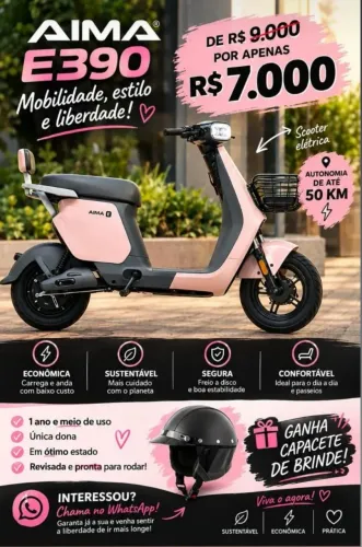 Scooter acima e390 rosa semi nova