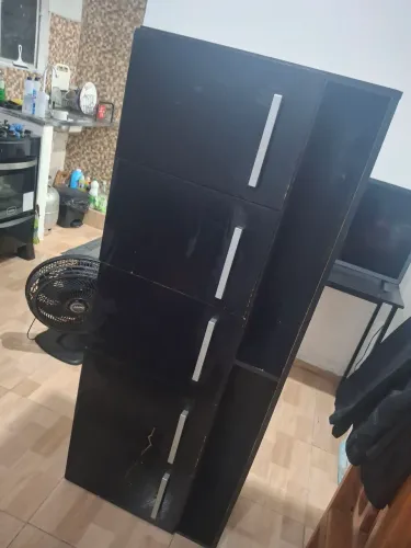 Armário Torre Multiuso Preto com Gavetas - Desapego Barato
