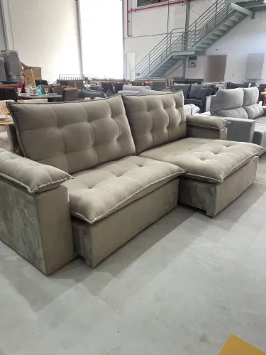 Sofá Retrátil Reclinável Suede Gigante 2,90 Molas Ensacadas