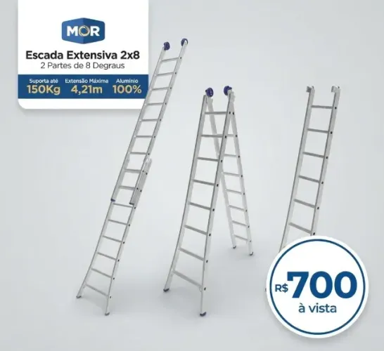 Escada Extensiva MOR 2x8 (16 Degraus)