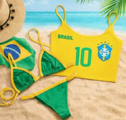 Cropped Brasil com Biquíni fita