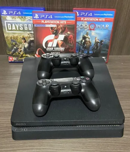 PlayStation 4 com dois controles+jogos