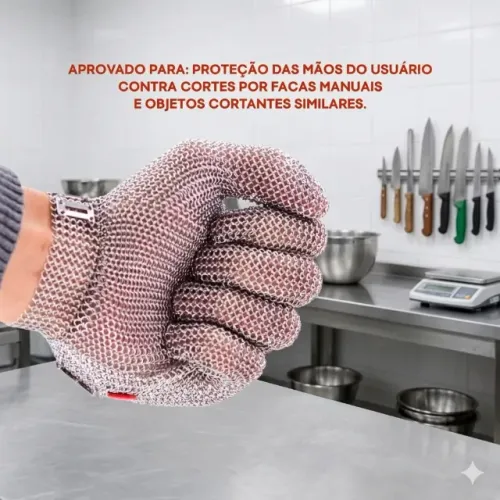 [DESCONTÃO] Luva NOVA de Malha de Aço Anticorte  CA 13764 - 3 x R$134 no cartão de crédito