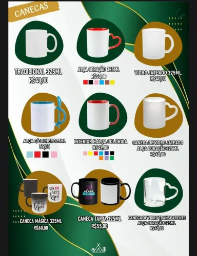 Xícaras e produtos personalizados