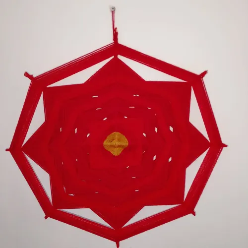 Mandala de flor de lã e varetas